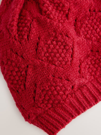 Red Crochet Knitted Baby Hat (0mths-2yrs)