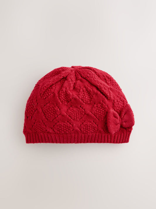 Red Crochet Knitted Baby Hat (0mths-2yrs) image 1