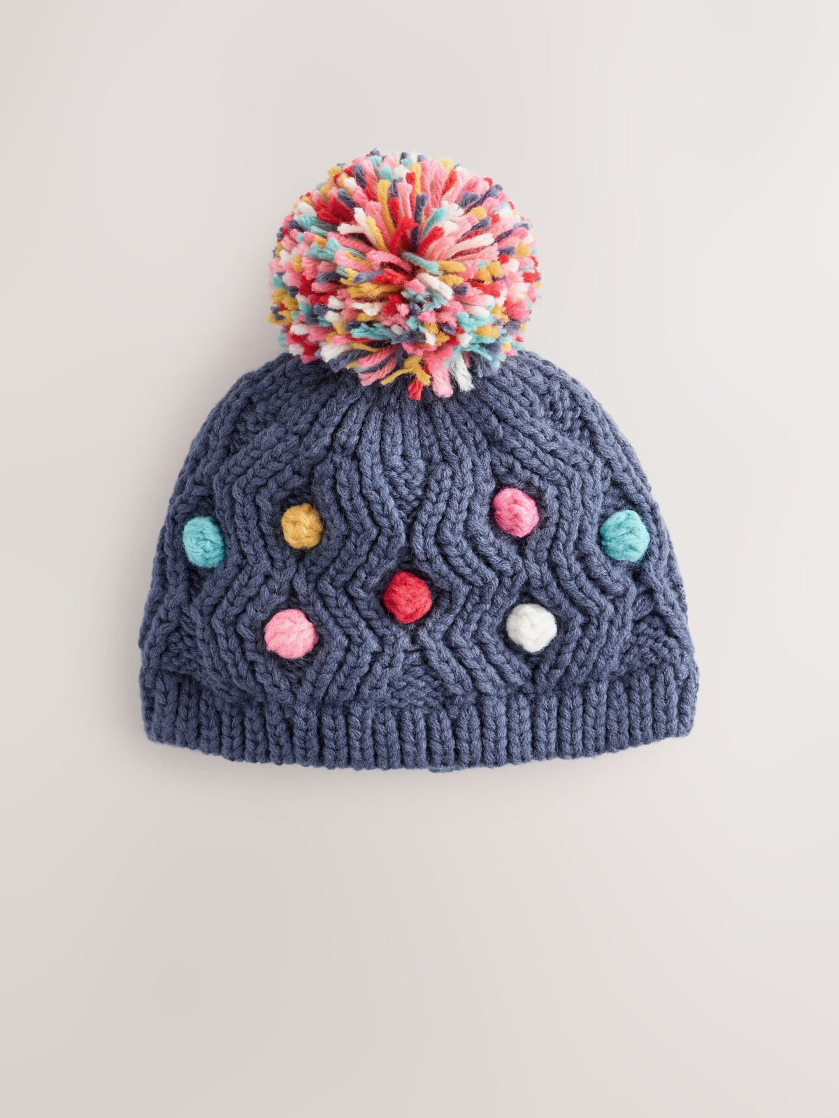 Navy Baby Bright Pom Knitted Hat (0mths-2yrs) - image 1