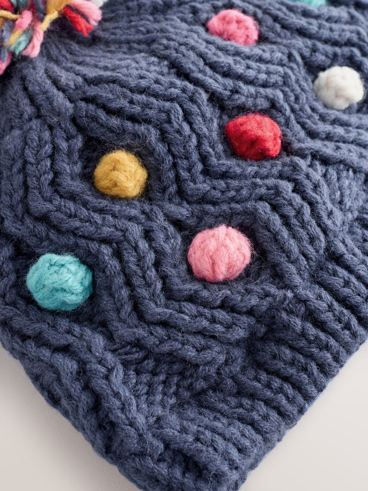 Navy Baby Bright Pom Knitted Hat (0mths-2yrs) - image 2