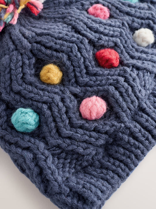 Navy Baby Bright Pom Knitted Hat (0mths-2yrs) image 3