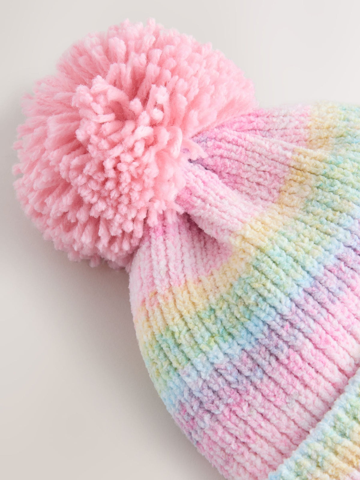 Multi Bright Baby Chenille Knitted Pom Hat (0mths-2yrs) - image 2