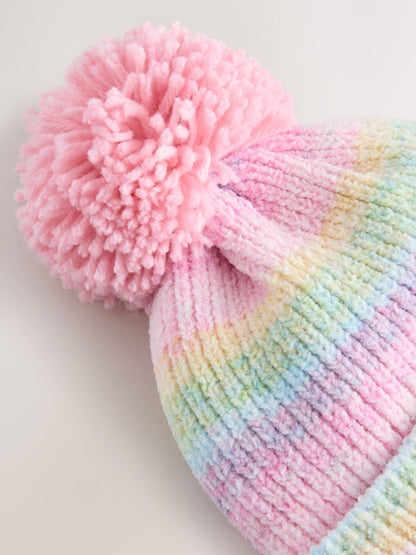 Multi Bright Baby Chenille Knitted Pom Hat (0mths-2yrs) - image 2