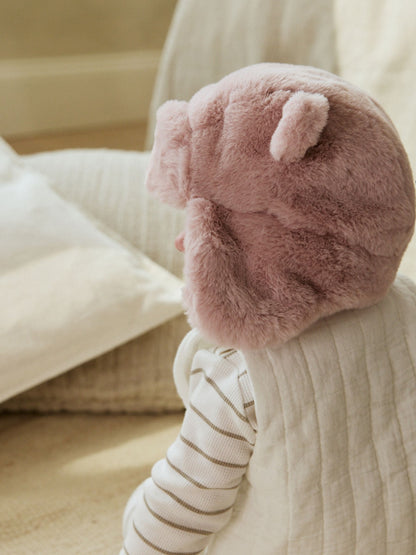 Pink Faux Fur Bear Baby Trapper Hat (0mths-2yrs) image 4