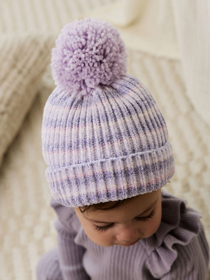 Lilac Tonal Baby Chenille Knitted Pom Hat (0mths-2yrs) - image 1