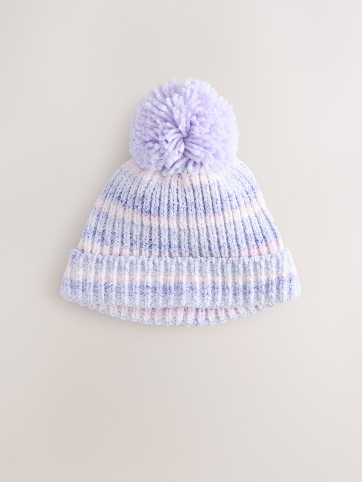 Lilac Tonal Baby Chenille Knitted Pom Hat (0mths-2yrs) - image 3
