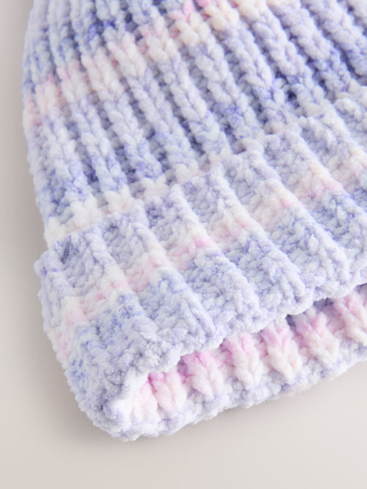 Lilac Tonal Baby Chenille Knitted Pom Hat (0mths-2yrs) - image 4