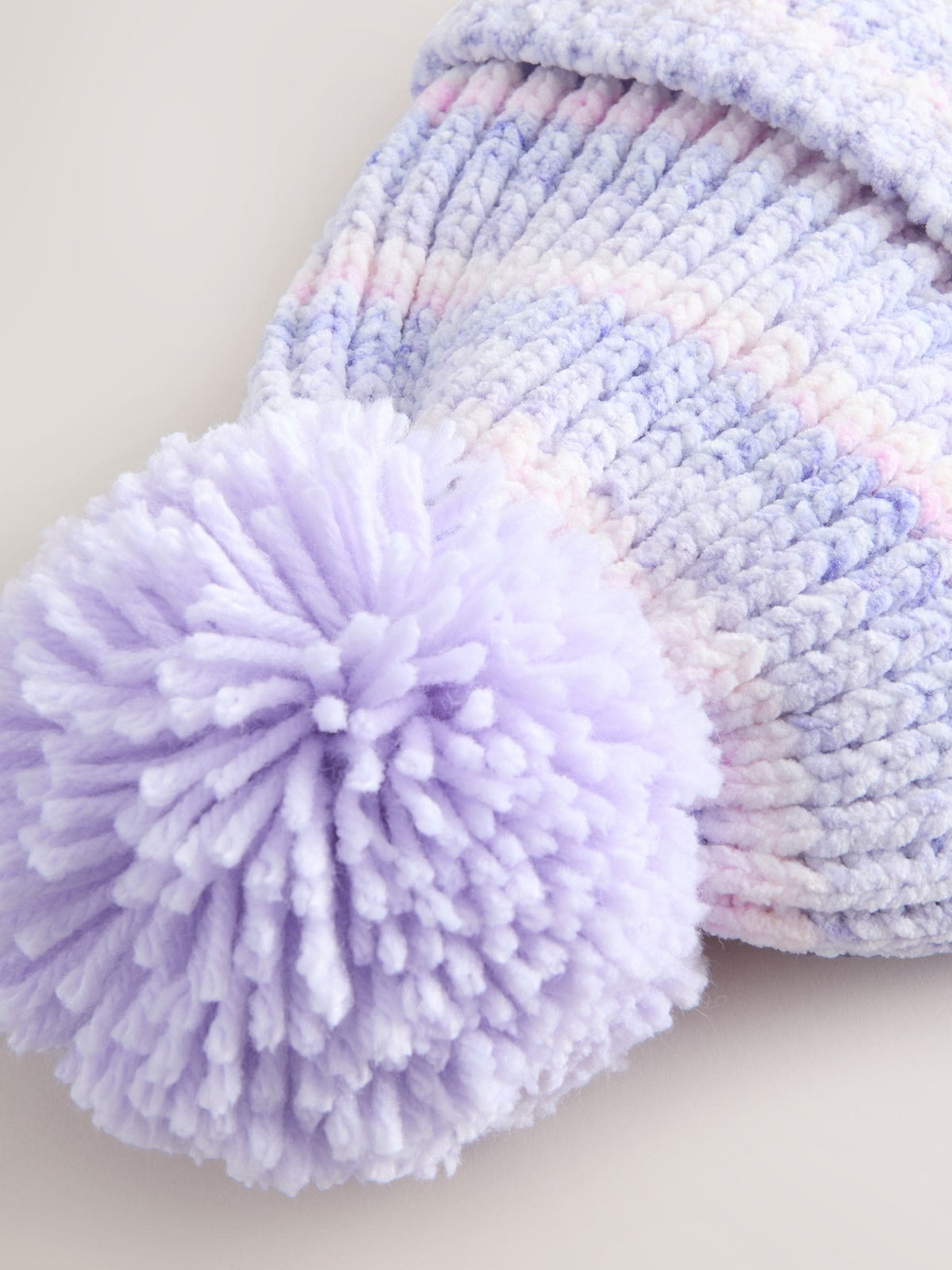 Lilac Tonal Baby Chenille Knitted Pom Hat (0mths-2yrs) - image 5
