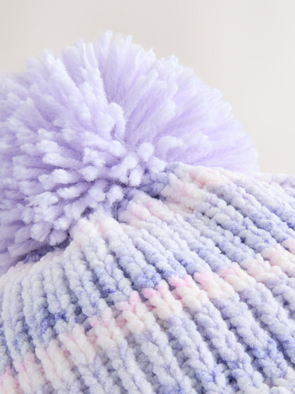 Lilac Tonal Baby Chenille Knitted Pom Hat (0mths-2yrs) - image 6