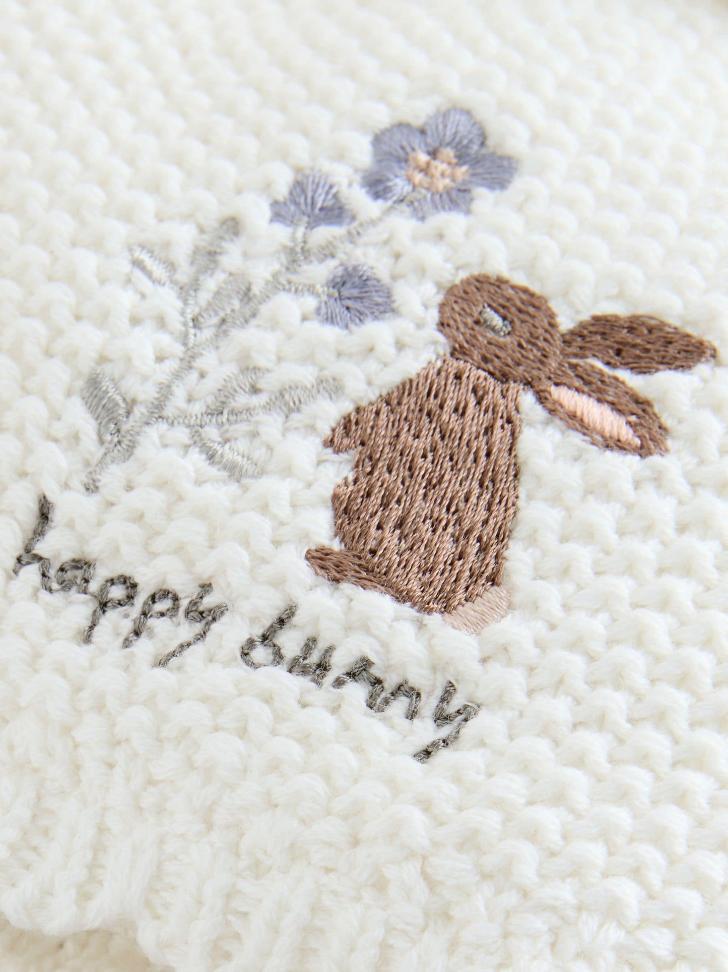 Cream Baby Embroidered Bunny Character Hat (0mths-2yrs) image 5