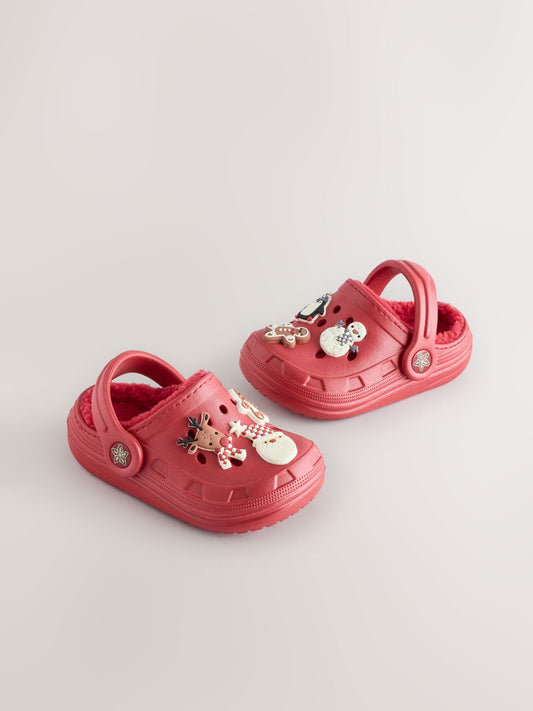 Red Christmas Warm Lined Slipper Clogs