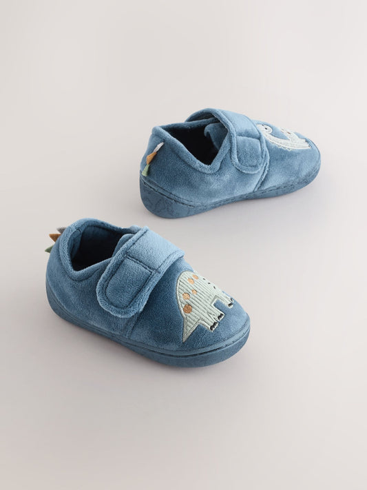 Blue Dinosaur Warm Lined Cupsole Slippers image 2