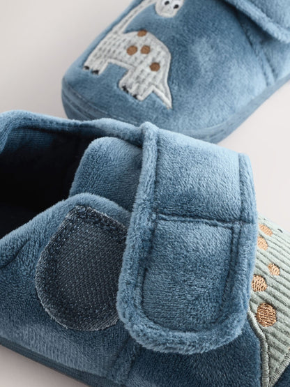 Blue Dinosaur Warm Lined Cupsole Slippers image 7