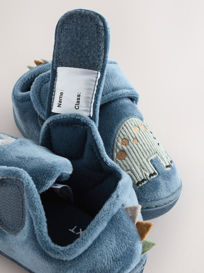 Blue Dinosaur Warm Lined Cupsole Slippers image 7