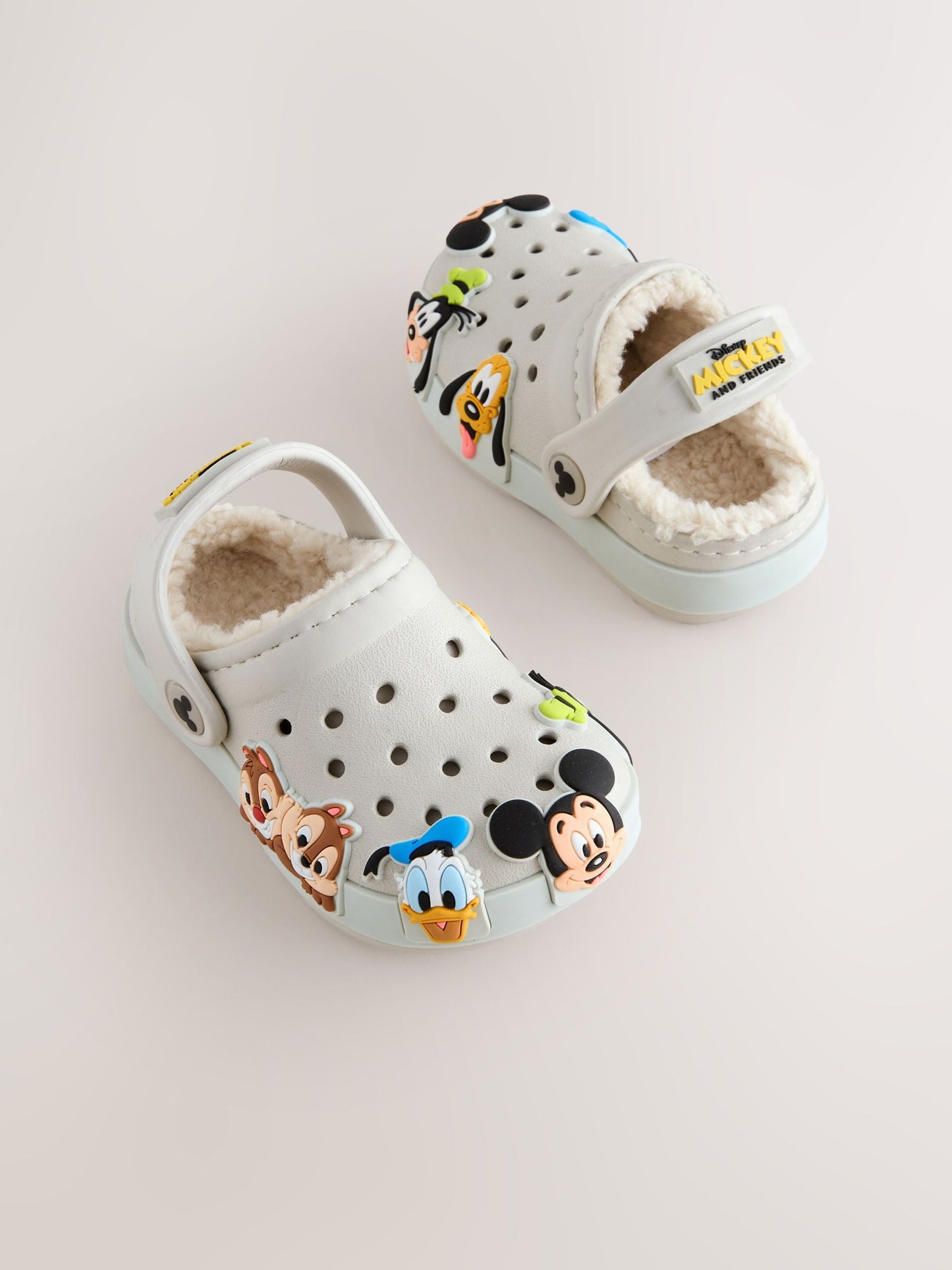 Neutral Mickey Warm Lined Slippers Clogs