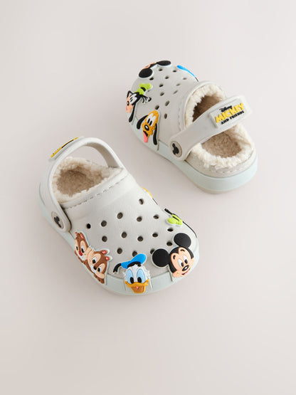 Neutral Mickey Warm Lined Slippers Clogs