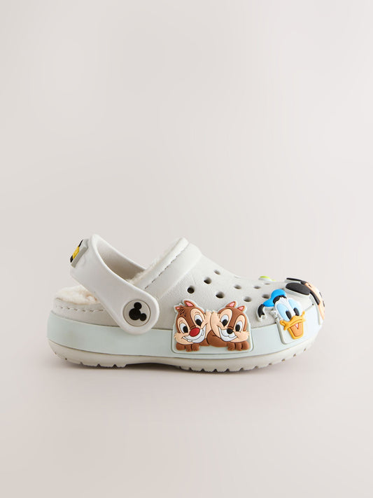 Neutral Mickey Warm Lined Slippers Clogs