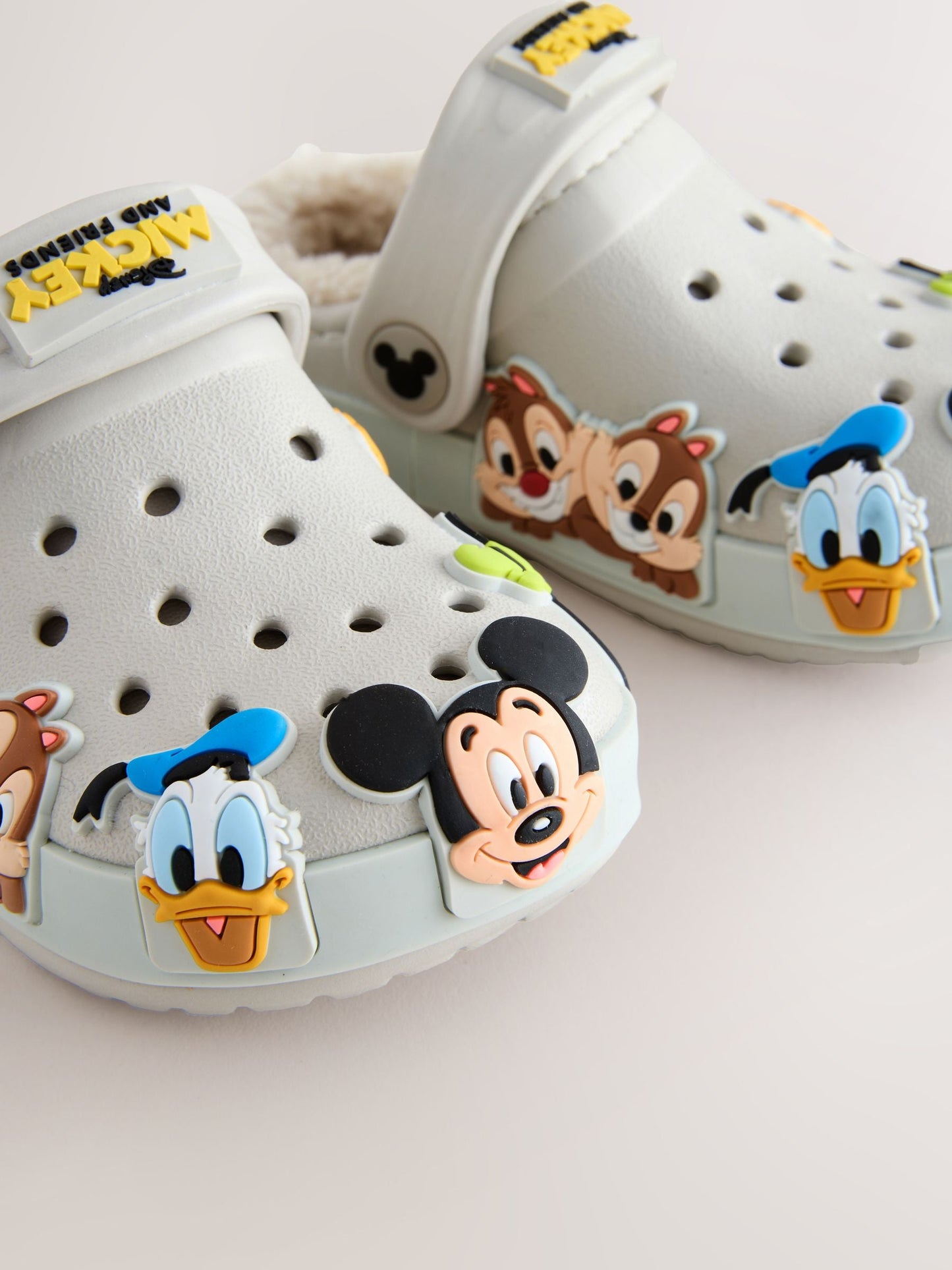 Neutral Mickey Warm Lined Slippers Clogs