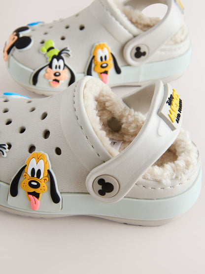Neutral Mickey Warm Lined Slippers Clogs