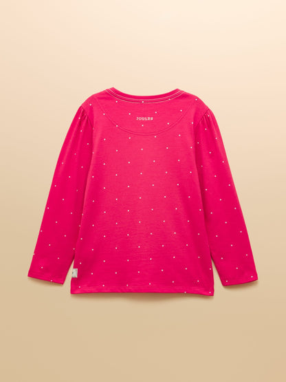 Joules Girls' Ava Pink Pegasus Applique Long Sleeve Top image 2
