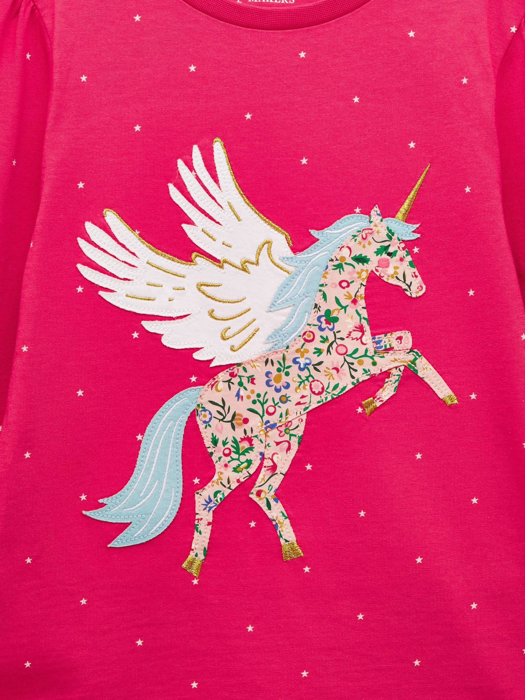 Joules Girls' Ava Pink Pegasus Applique Long Sleeve Top image 3