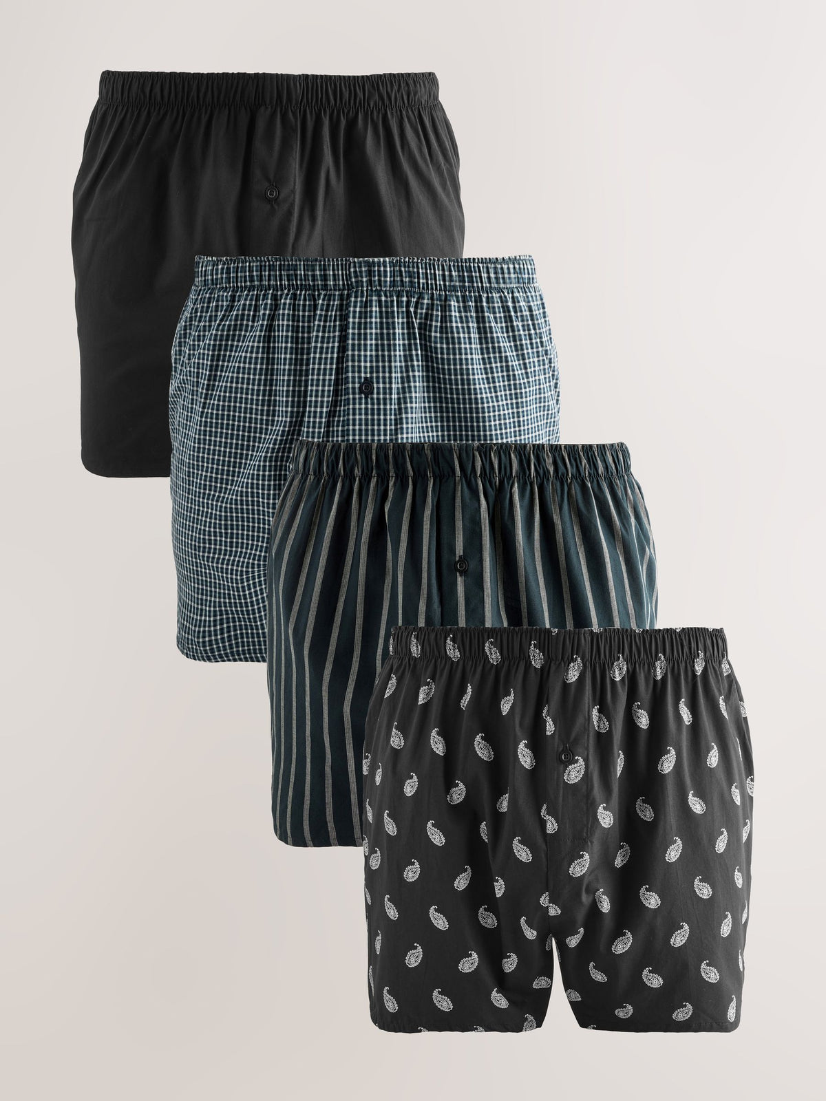 Dsiney Kidz - Black Stripe 4 pack Woven Cotton Boxers image 1