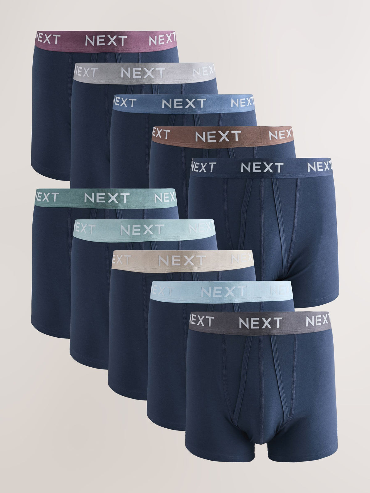 Dsiney Kidz - Navy Metallic Waistband Cotton Rich Trunk Boxers 10 Pack image 1