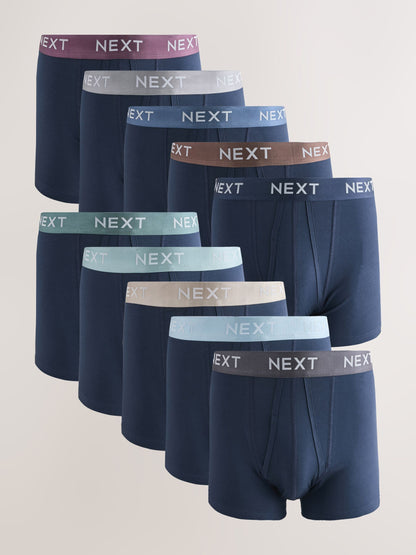 Dsiney Kidz - Navy Metallic Waistband Cotton Rich Trunk Boxers 10 Pack image 1