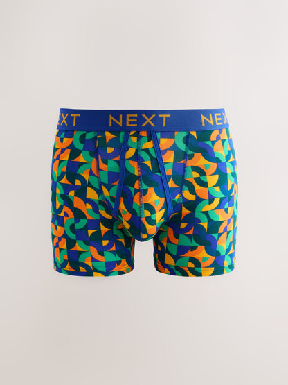 Dsiney Kidz - Bright Blue/Orange/Purple Circle Geo Print A-Front Cotton Rich Boxers 5 Pack image 3