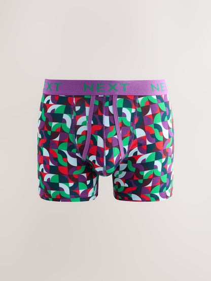 Dsiney Kidz - Bright Blue/Orange/Purple Circle Geo Print A-Front Cotton Rich Boxers 5 Pack image 5