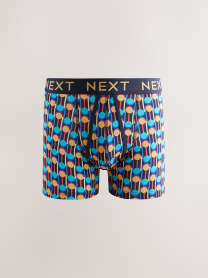 Dsiney Kidz - Navy Colour Pop Spot Stripe 10 pack A-Front Cotton Rich Boxers image 4