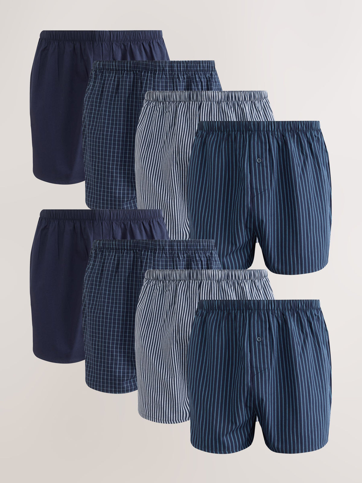 Dsiney Kidz - Navy Mixed Pattern 8 pack Woven Pure Cotton Rich Boxers image 1