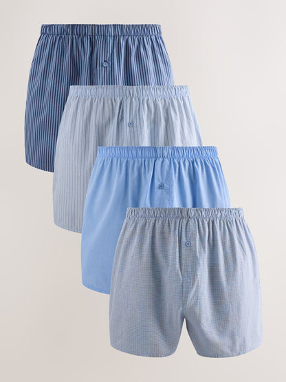 Dsiney Kidz - Blues Mixed Pattern 4 pack Woven Cotton Boxers image 1