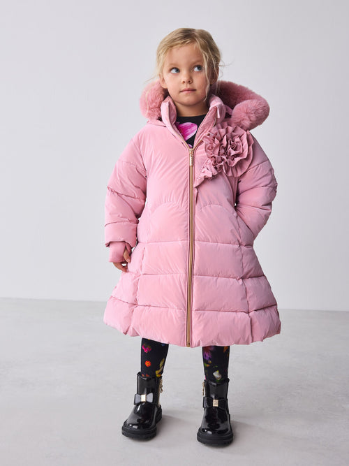 Baker by Ted Baker Pink Shower Resistant Corsage Skirted Padded Coat image 1