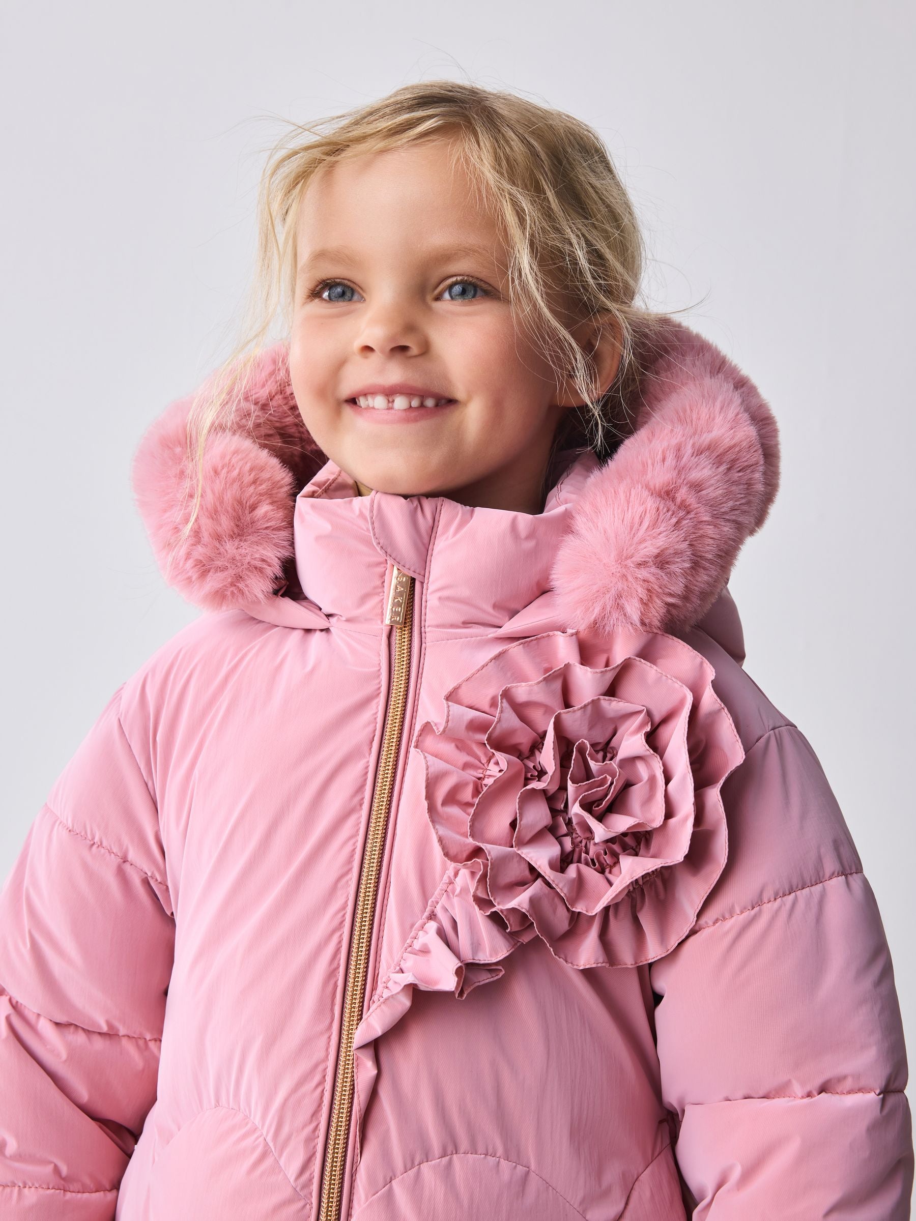 Baker by Ted Baker Pink Shower Resistant Corsage Skirted Padded Coat image 2