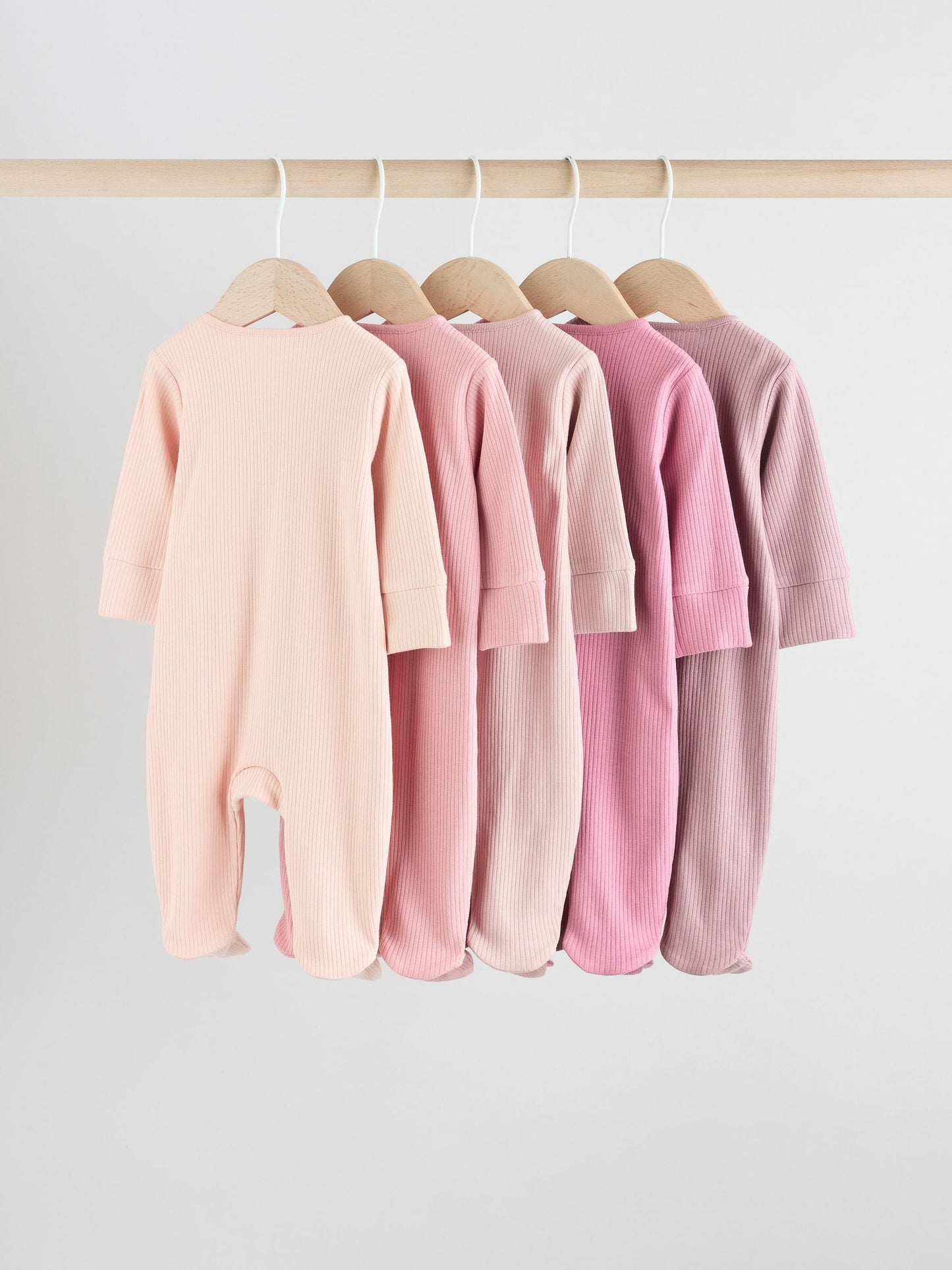 Pink 5 Pack Two Way Zip Baby Sleepsuits (0-2yrs) image 7