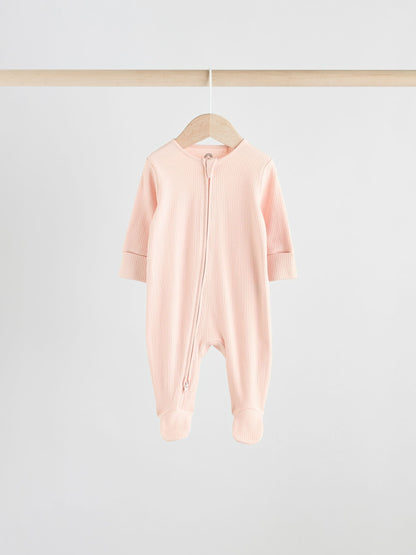 Pink 5 Pack Two Way Zip Baby Sleepsuits (0-2yrs) image 9