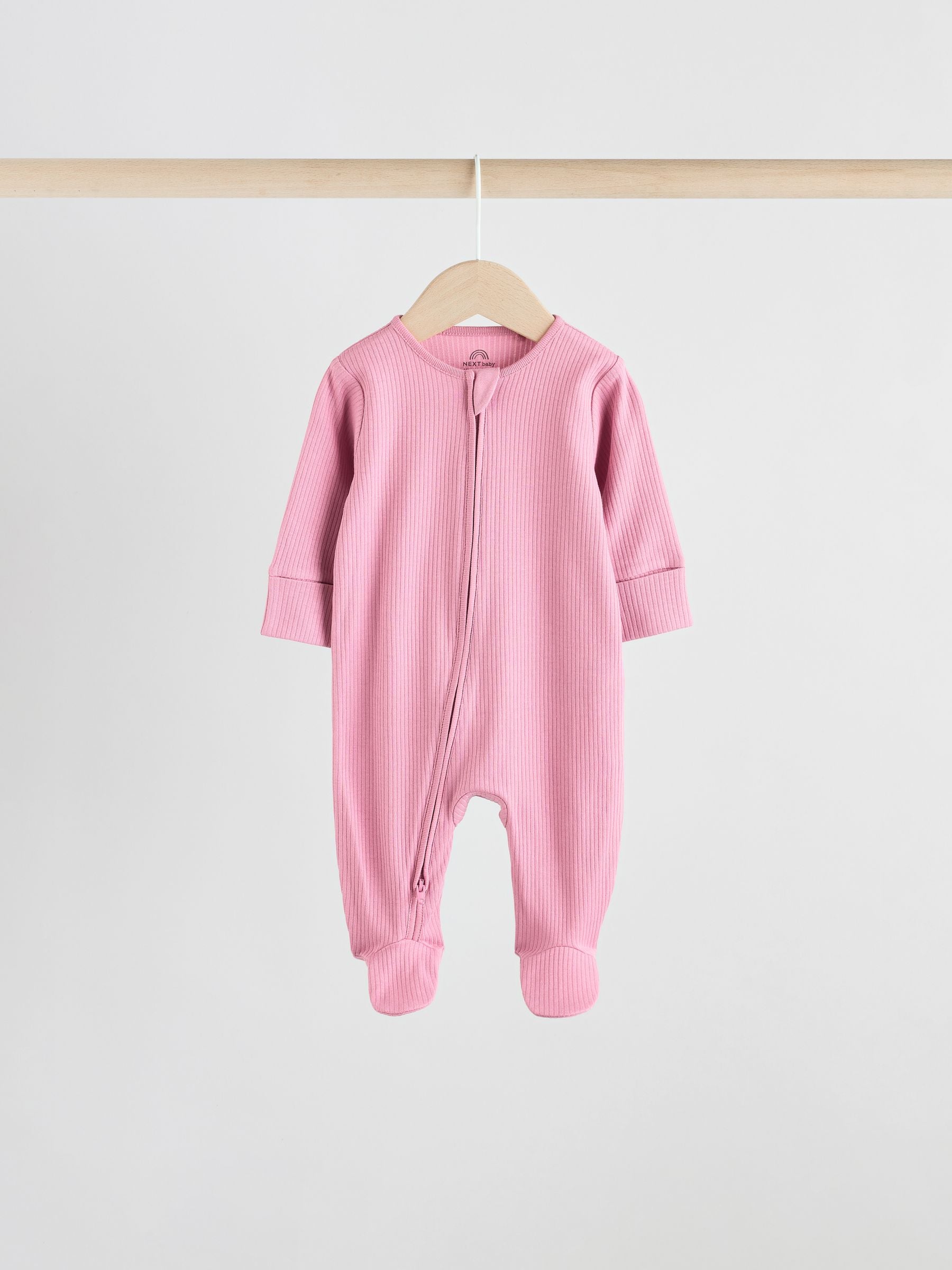 Pink 5 Pack Two Way Zip Baby Sleepsuits (0-2yrs) image 5