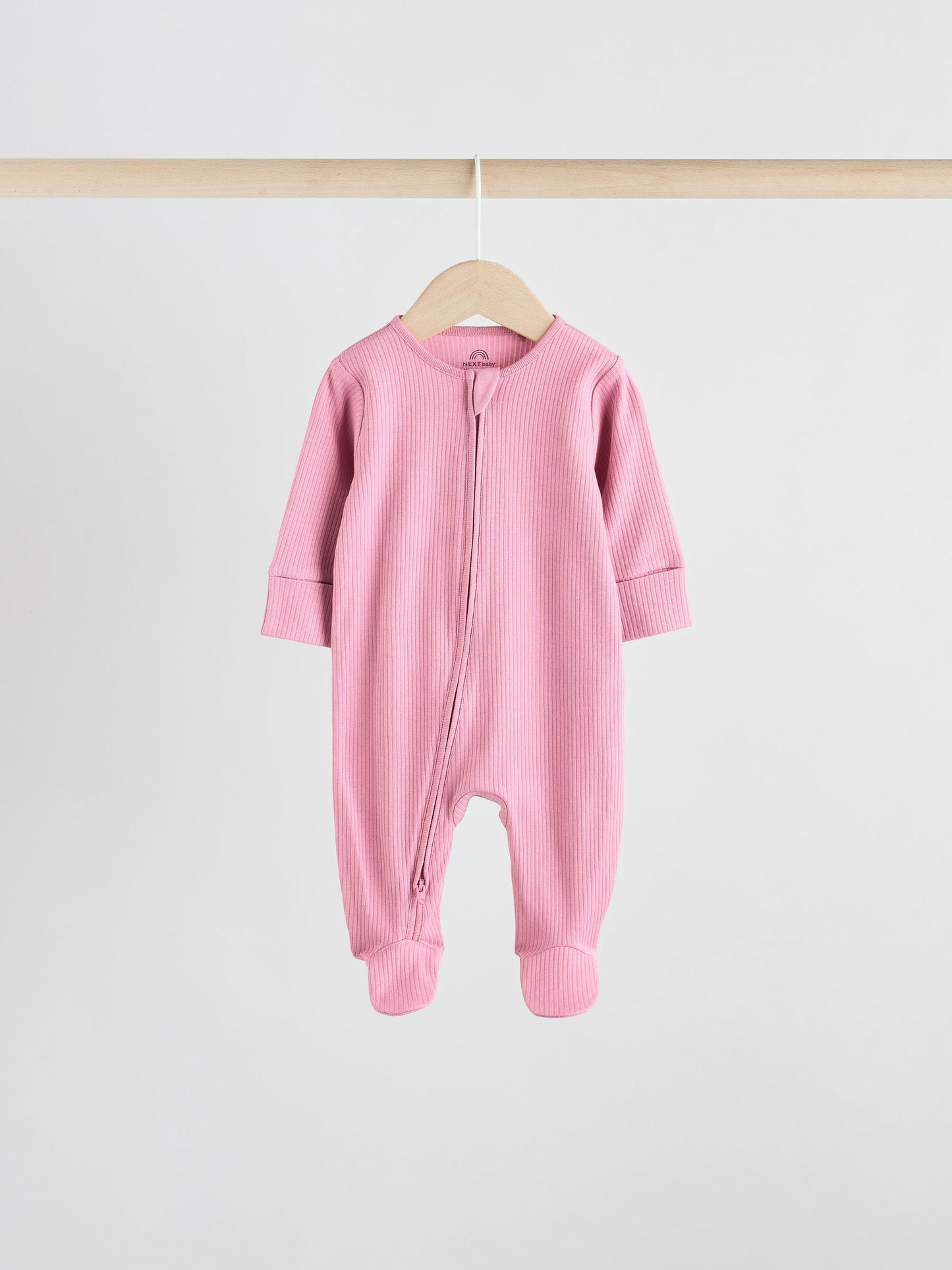 Pink 5 Pack Two Way Zip Baby Sleepsuits (0-2yrs) image 5