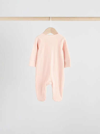 Pink 5 Pack Two Way Zip Baby Sleepsuits (0-2yrs) image 7