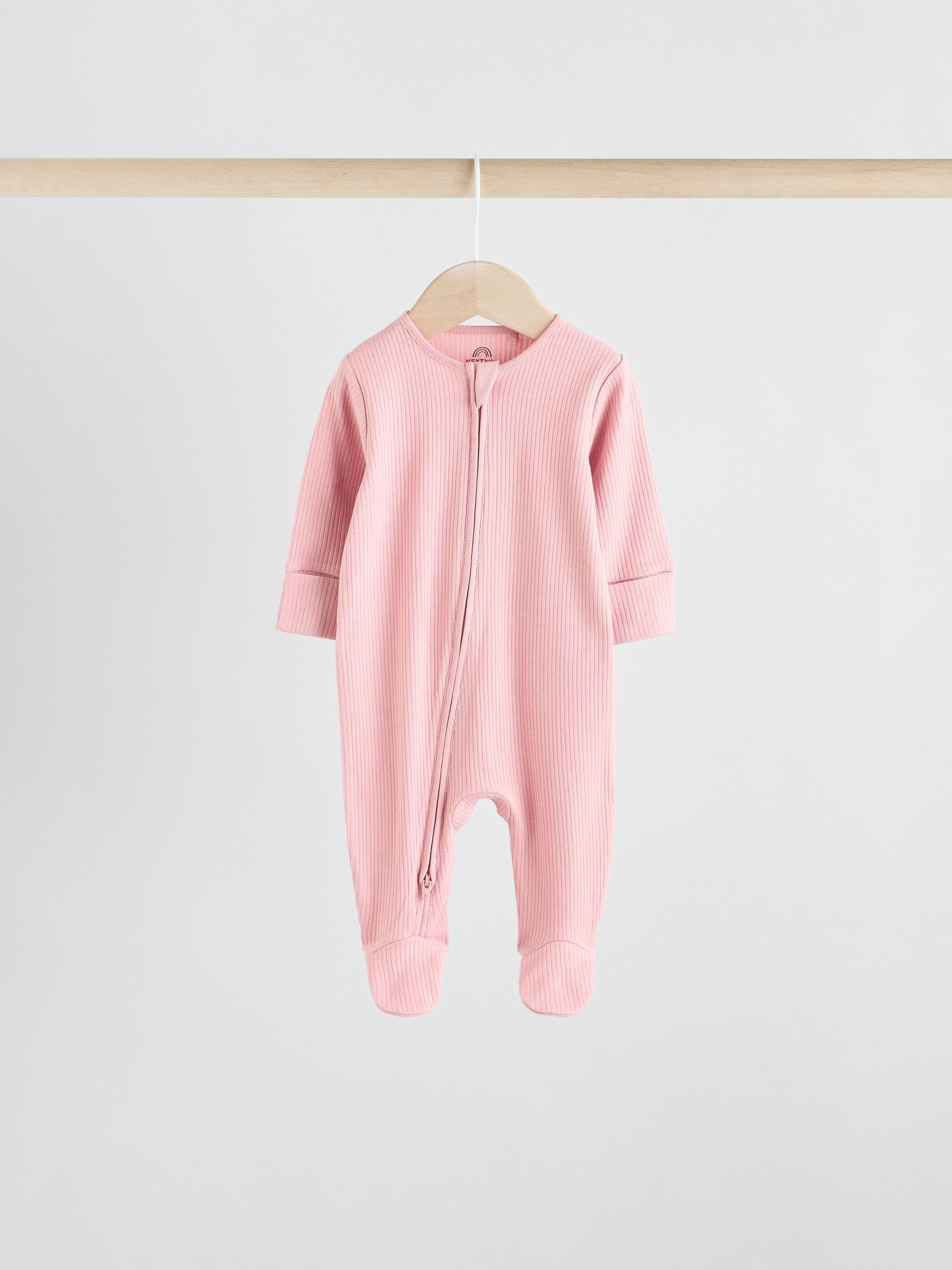 Pink 5 Pack Two Way Zip Baby Sleepsuits (0-2yrs) image 8