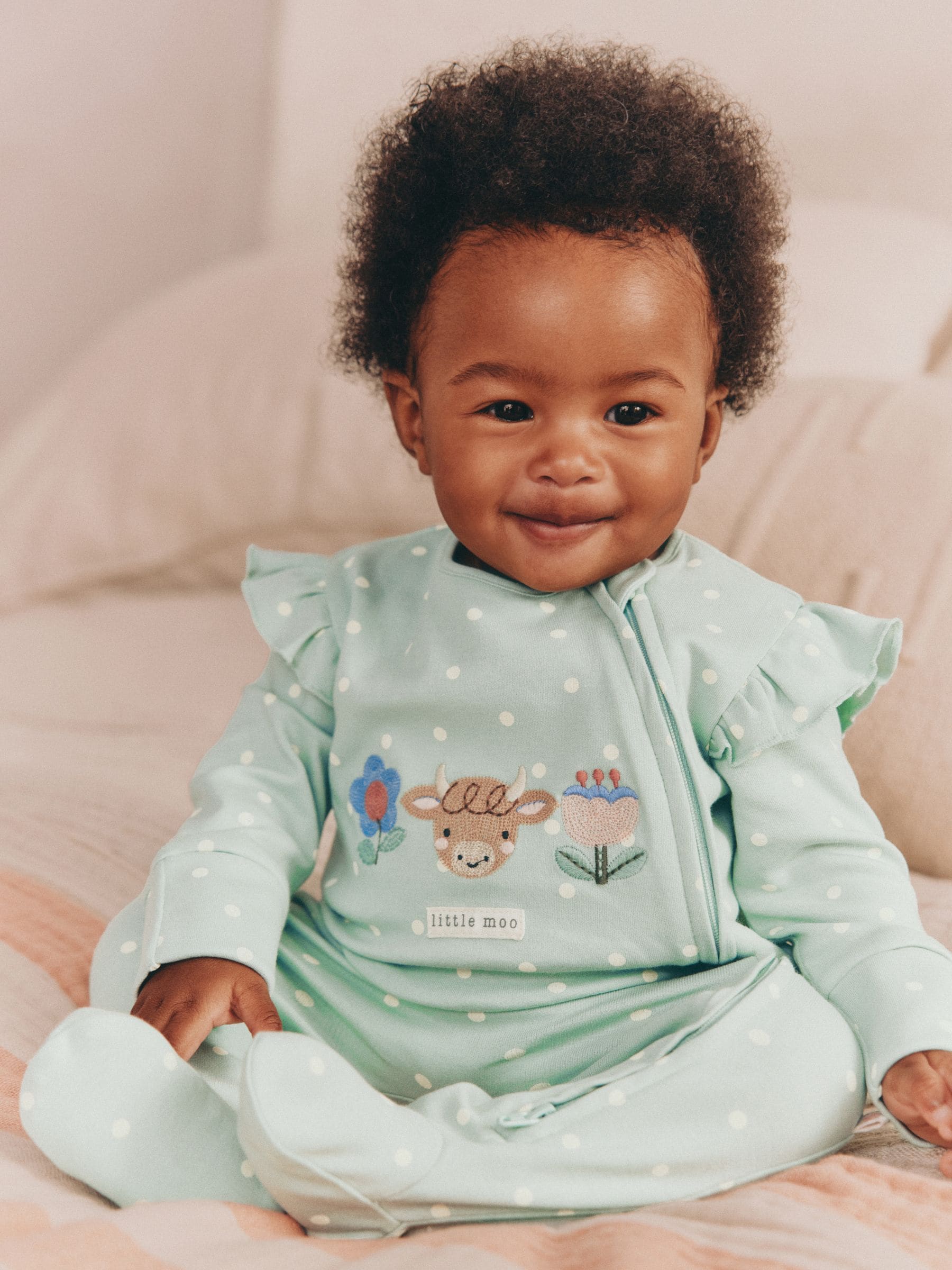 Sage Green Two Way Zip Sleepsuits 3 Pack (0mths-2yrs) image 2