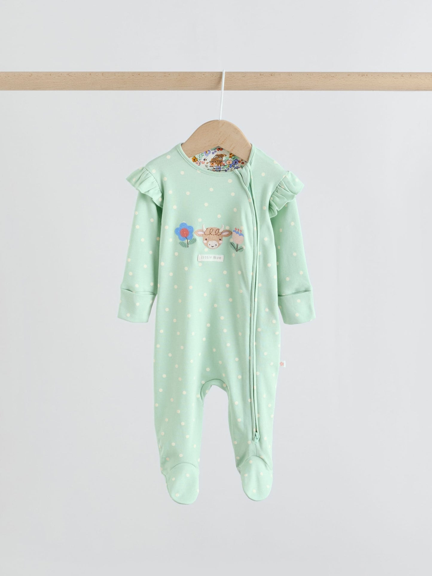 Sage Green Two Way Zip Sleepsuits 3 Pack (0mths-2yrs) image 6