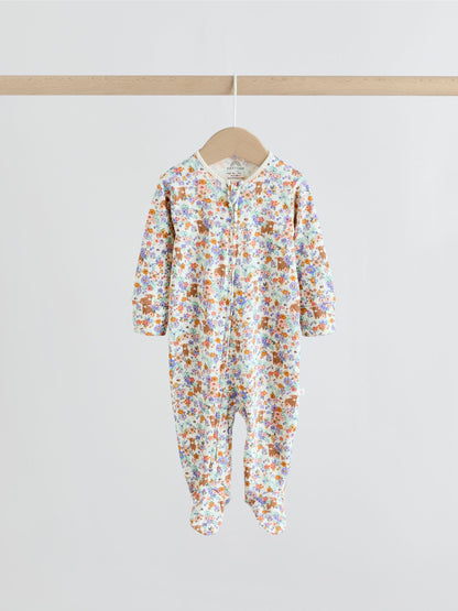Sage Green Two Way Zip Sleepsuits 3 Pack (0mths-2yrs) image 8