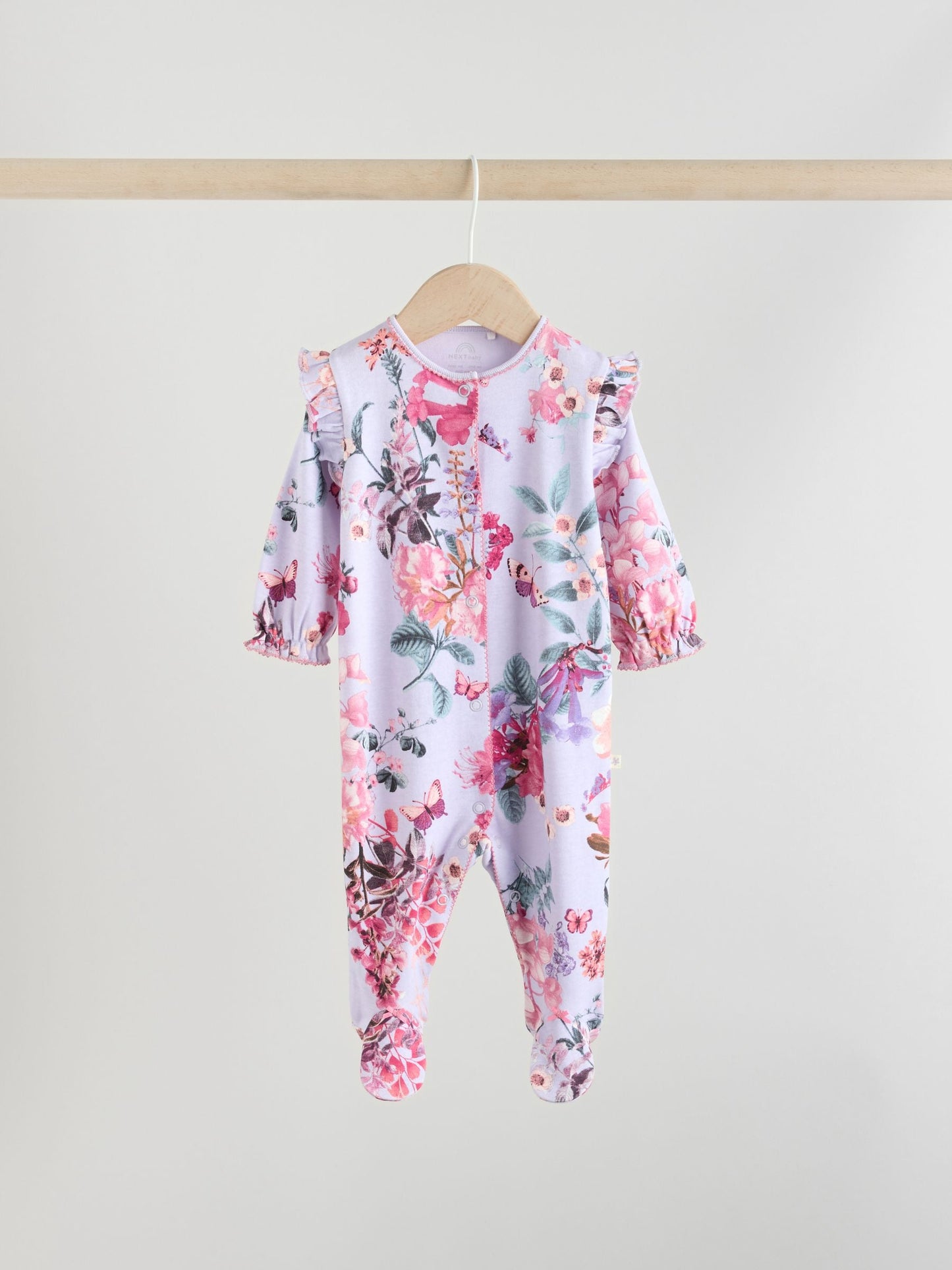 Ecru Floral Baby Sleepsuits 3 Pack (0mths-2yrs) image 3