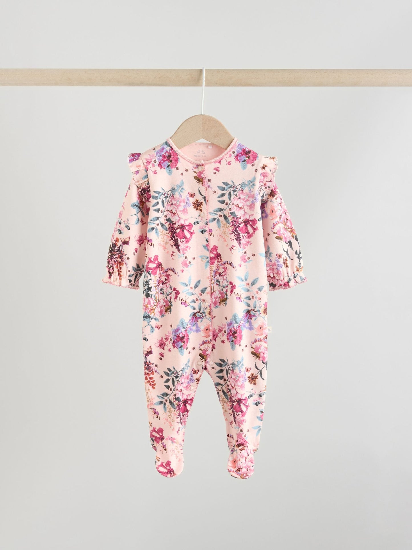 Ecru Floral Baby Sleepsuits 3 Pack (0mths-2yrs) image 4