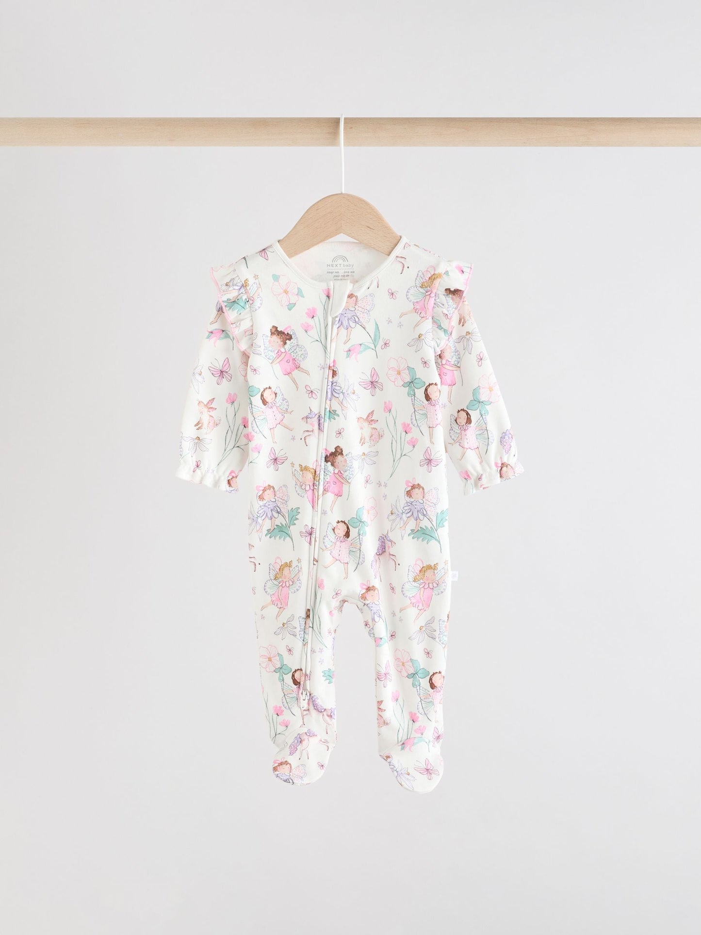 Ecru Fairy Two Way Zip Baby Sleepsuits 3 Pack (0-2yrs) image 5