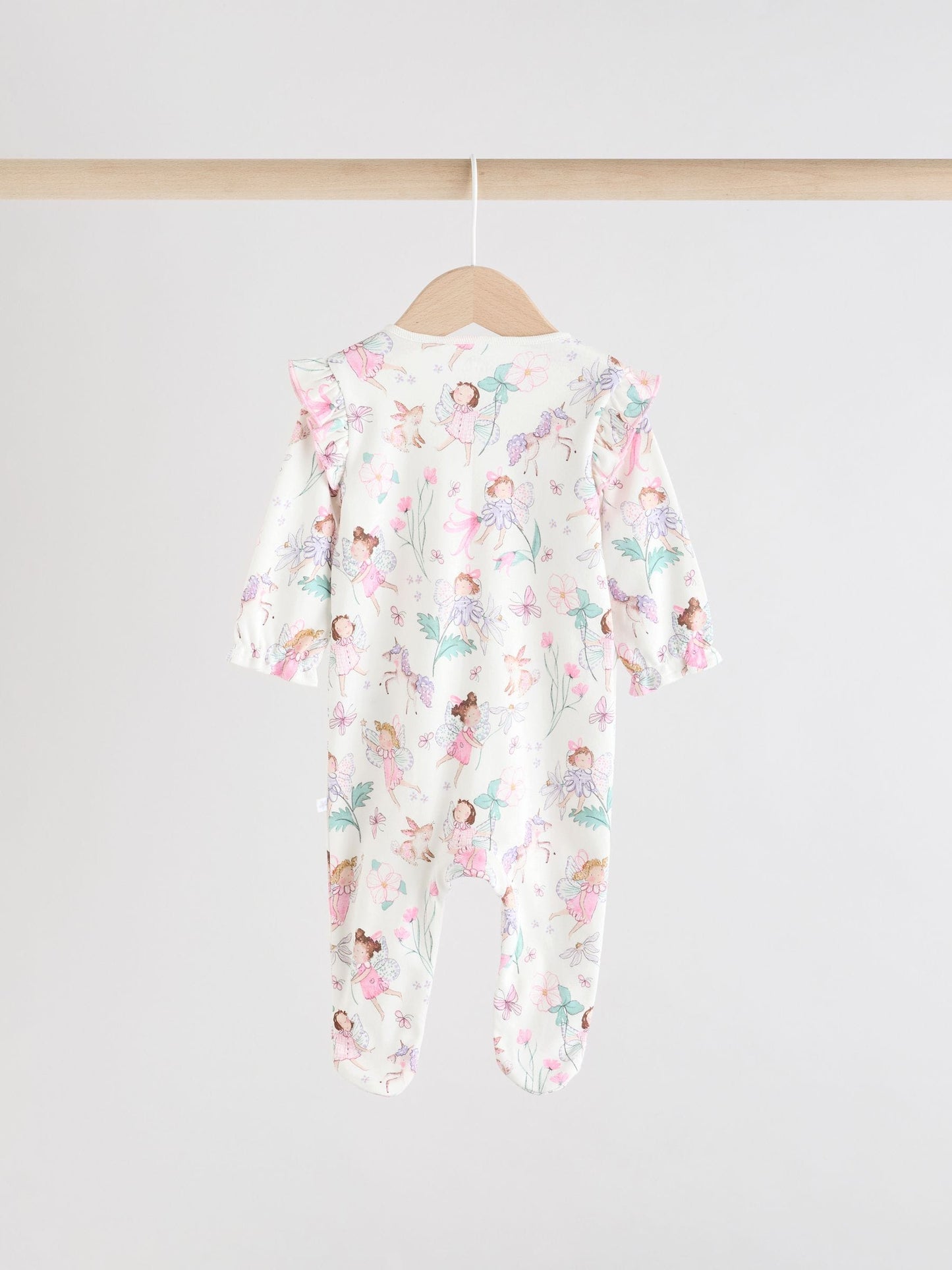 Ecru Fairy Two Way Zip Baby Sleepsuits 3 Pack (0-2yrs) image 7