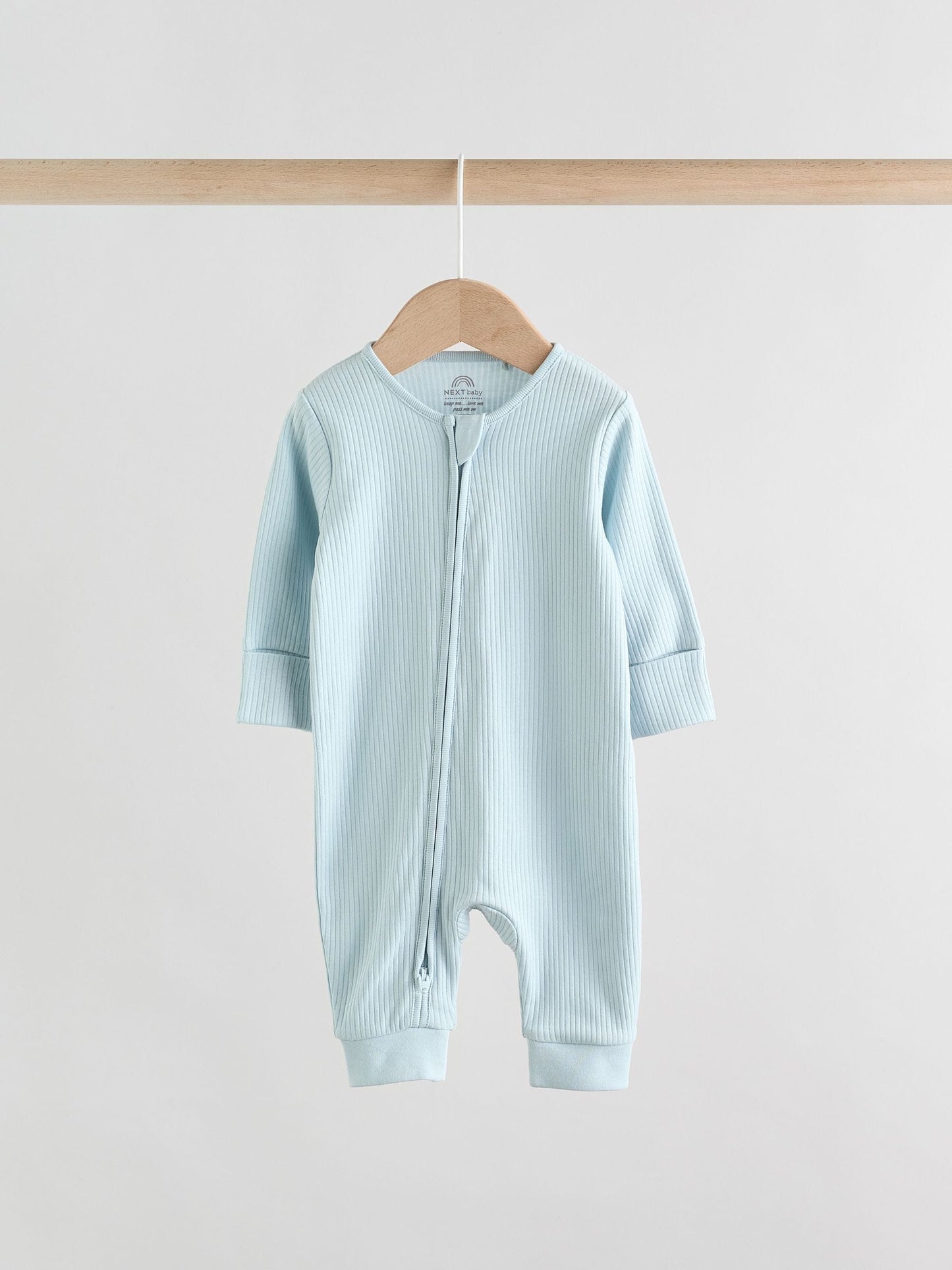 Blue Two Way Zip Footless Baby Sleepsuits 3 Pack (0-3yrs) image 3