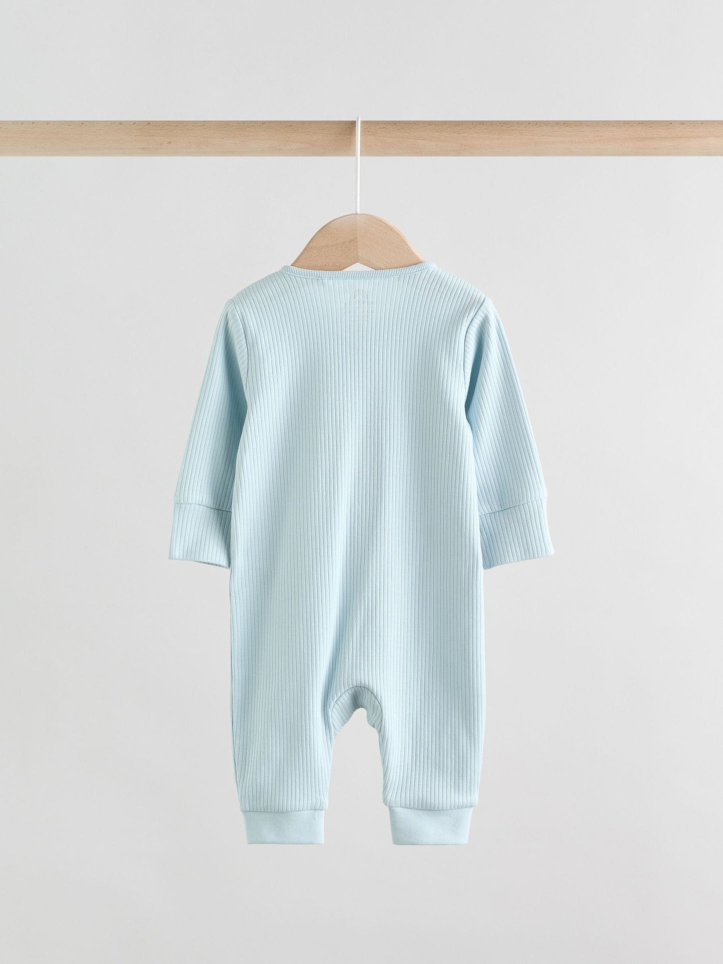 Blue Two Way Zip Footless Baby Sleepsuits 3 Pack (0-3yrs) image 4